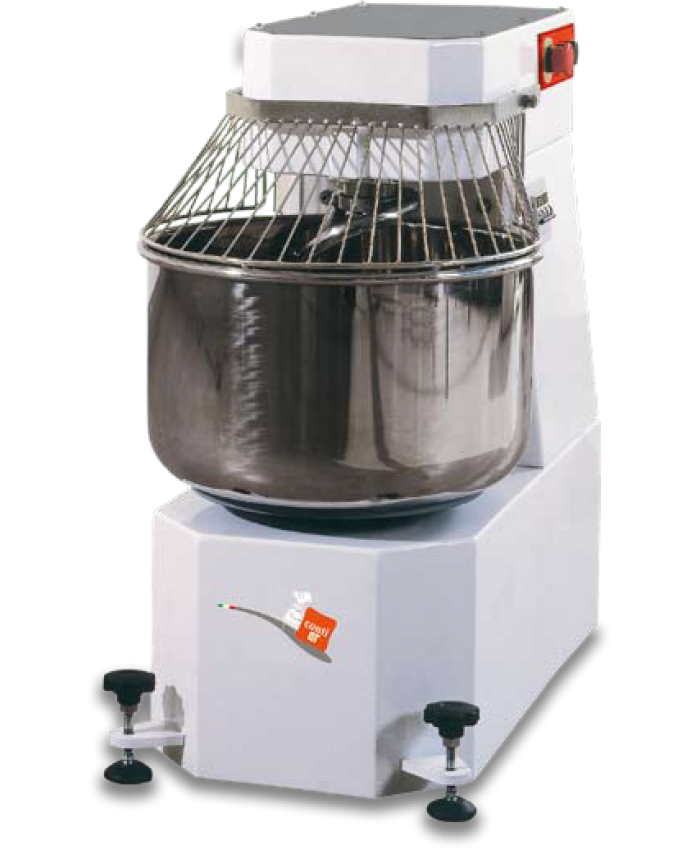 Spiral Mixer can handle 30 kgs (66 lbs) of dough, Two speed motor